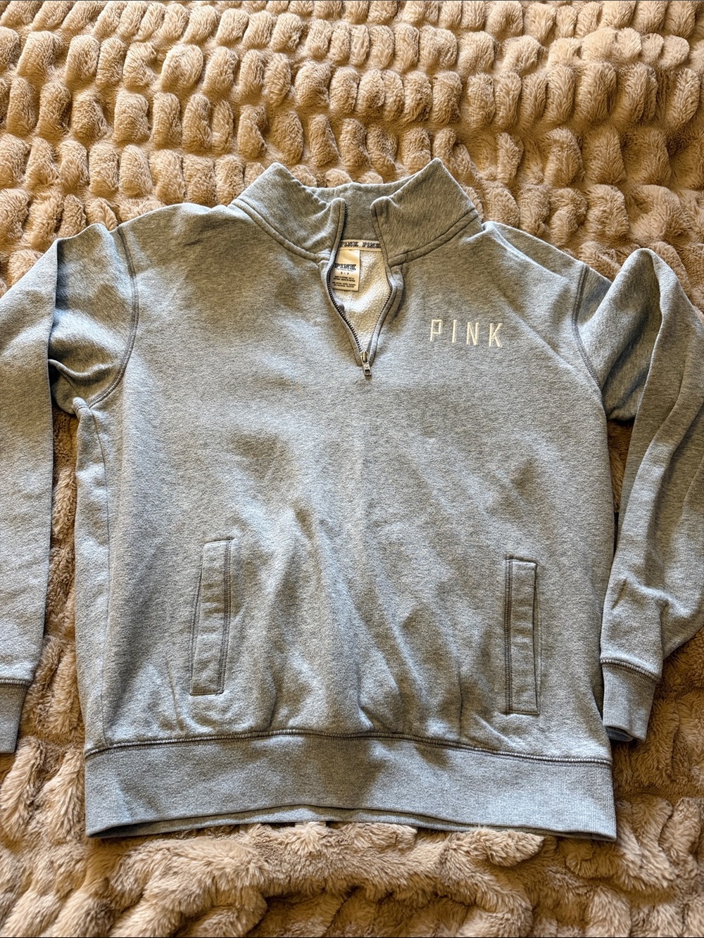 PINK Victoria's Secret Heather Gray Quarter-Zip Sweatshirt